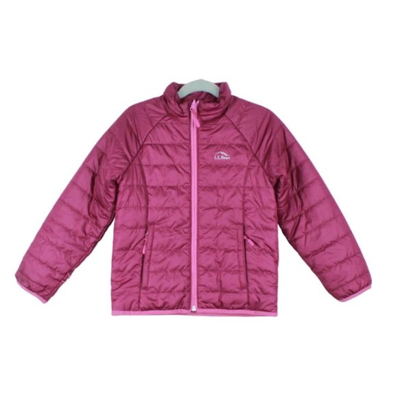 LL Bean Pink Quilted Waterproof Full Zipper All-Season Jacket Size M 5-6 - Picture 1 of 10